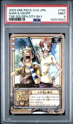 PSA 9 2004 BANDAI ONE PIECE CCG JAPANESE THE GOLDEN CITY Lot (2) In Photo - Image 1