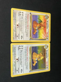 Pokemon TCG Dragonite fossil 2 card lot, 1st edition nonholo, unlimited holorare - Image 1