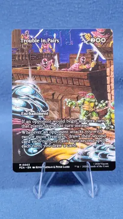 Trouble in Pairs Borderless NM Teenage Mutant Ninja Turtles Magic MTG PZA 003 - Image 1