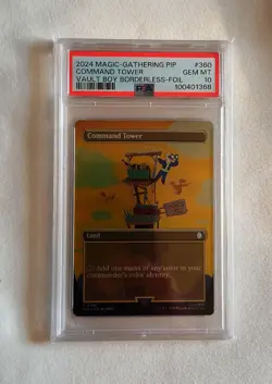 Command Tower 0360 PIP Vault Boy Borderless Holo Fallout MTG PSA 10 GEM MT - Image 1