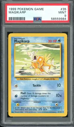 1999 POKEMON BASE SET UNLIMITED #35 MAGIKARP PSA 9 - Image 1