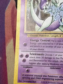 Pokemon TCG Mewtwo Black Star Promo Card #12 Vintage WOTC Damaged - Image 4