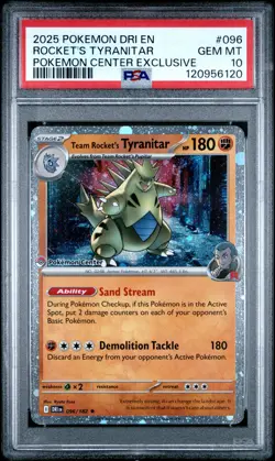 2025 POKEMON DRI EN-DESTINED RIVALS #096 TEAM ROCKET'S TYRANITAR PSA 10 - Image 1