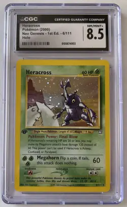 CGC 8.5 Heracross Neo Genesis 1st Edition 6/111 Holo Pokemon Card - Image 1