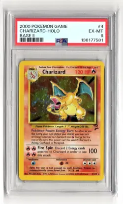 2000 POKEMON GAME BASE SET II CHARIZARD-HOLO RARE HOLO 4/102 PSA 6 136177581 - Image 1