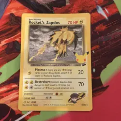 Pokemon TCG Rocket's Zapdos Holo Rare Card 15/132 Celebrations Series (NM) - Image 1