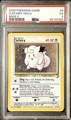 Pokemon PSA 5 Clefairy 006/130 Base Set 2 Holo - Image 1
