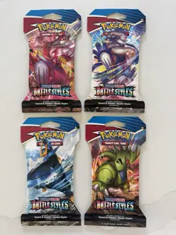 Pokemon TCG Battle Styles Sleeved Booster Art Set 4 Packs - New Factory Sealed - Image 1