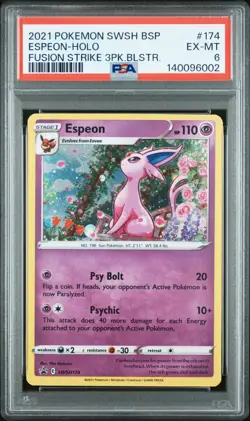 2021 POKEMON #SWSH174 ESPEON HOLO FUSION STRIKE BLISTER PROMO EX-MT PSA 6 - Image 1