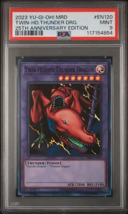 Yu-Gi-Oh! Twin-Headed Thunder Dragon MRD-EN120 Metal Raiders 25th Anniv PSA 9 - Image 2