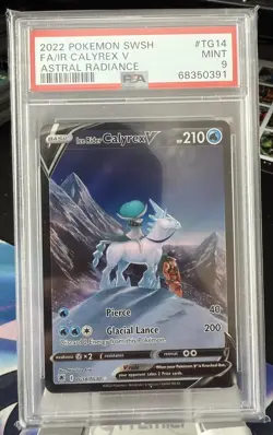 2022 Pokemon Astral Radiance # TG14 Full Art Ice Rider Calyrex V PSA 9 Card MINT - Image 1