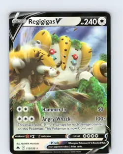 Pokemon TCG Regigigas V SWSH Crown Zenith 113/159 Ultra Holo Rare Card NM - Image 1