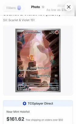 Pokemon Charmander Illustration Scarlet & Violet 151 Holo Card 168/165 Sv: Rare - Image 4