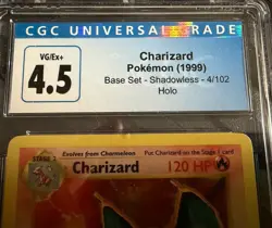 CGC 4.5 Charizard 1999 Base Set 4/102 Shadowless Holo Pokemon Card Graded PSA - Image 4