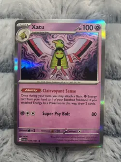 Pokemon TCG Xatu Scarlet & Violet Paldean Fates 026/091 Holo Rare Card NM - Image 1