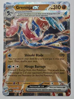 Pokemon TCG Greninja EX Holo Card Twilight Masquerade 106/167 Sv06 NM - Image 1