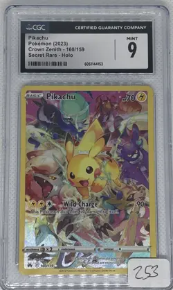 CGC 9 GEM MINT Pikachu 160/159 Crown Zenith Secret Rare Pokemon Card Holo - Image 1