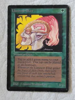 Llanowar Elves Magic mtg Heavy Play, English Limited Edition BETA x1 - Image 1