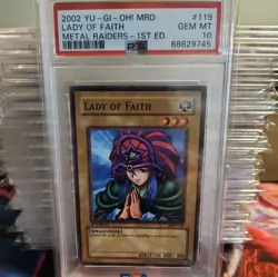 2002 YU-GI-OH! METAL RAIDERS MRD-119 LADY OF FAITH - 1st Ed- PSA 10 POP 21 - Image 1