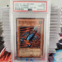 2002 YU-GI-OH! METAL RAIDERS MRD-029 STEEL SCORPION -1st Ed- PSA 10 POP 16 - Image 1