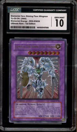 Yu-Gi-Oh! Elemental Hero Shining Flare Wingman 1st Ed Ultimate EEN-EN036 CGC 10 - Image 1
