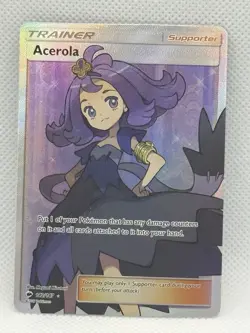 Pokemon Acerola Full Art Ultra Rare Trainer Holo Card 142/147 SM-Burning Shadows - Image 1