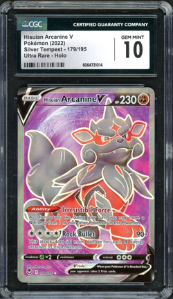 CGC 10 Gem Pokemon Hisuian Arcanine V #179/195 Silver Tempest Graded Card - Image 1