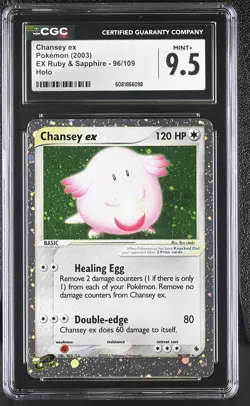 CGC 9.5 MINT+ Chansey ex 2003 EX Ruby & Sapphire 96/109 Holo Pokemon Card - Image 1