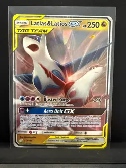 Latias & Latios GX Ultra Rare SM Team Up 113/181 Dragon Holofoil Pokemon Card - Image 1
