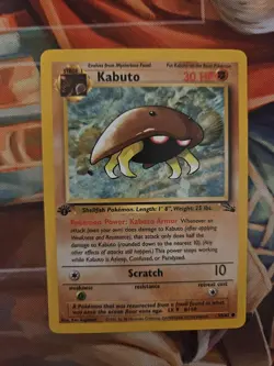 Pokemon TCG Kabuto Fossil 1st Edition Common Card 50/62 Lightly Played - Image 1