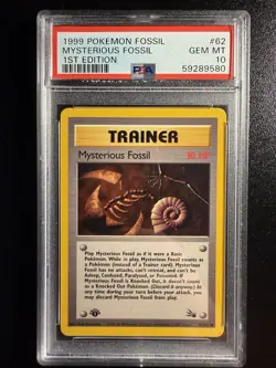 Pokemon Mysterious Fossil Fossil 1st Edition Trainer 62/62 PSA 10 - Image 1