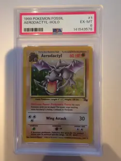1999 POKEMON FOSSIL #1 AERODACTYL-HOLO PSA 6 - Image 1