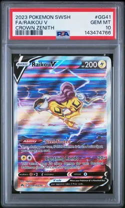 Pokemon 2023 Raikou V GG41 Galarian Gallery Full Art Crown Zenith GEM MT PSA 10 - Image 1