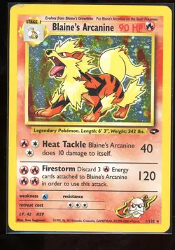 Pokemon TCG Blaine's Arcanine 1/132 Gym Challenge Holo Unlimited DMG - Image 1