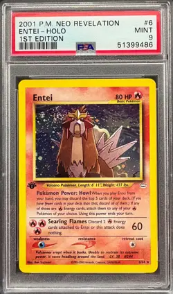 Entei 1st Edition 6/64 PSA 9 MINT Pokemon Neo Revelation 1st-Ed Holo Rare - Image 1