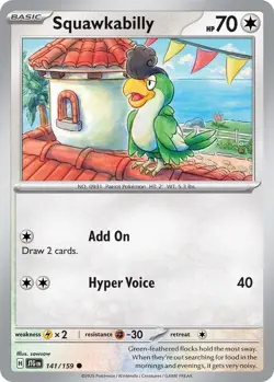 Squawkabilly JTG 141/159 Pokemon SV09: Journey Together Common Normal EN NM - Image 1