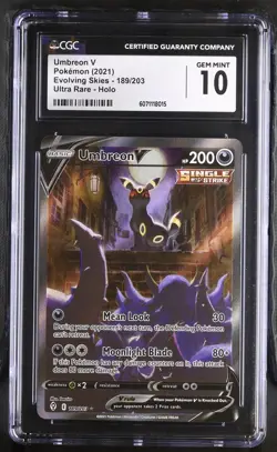 Pokemon Swsh UMBREON V Evolving Skies Full Art 189/203 CGC 10 💎 GEM MINT - Image 1