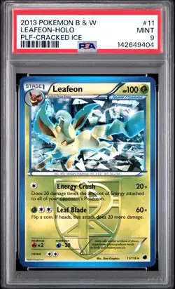 2013 POKEMON B&W PLASMA FREEZE CRACKED ICE #11 LEAFEON-HOLO PSA 9 - Image 1
