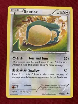 Snorlax - 77/124 [Fates Collide] Pokemon TCG - REGULAR RARE - NM - Image 1
