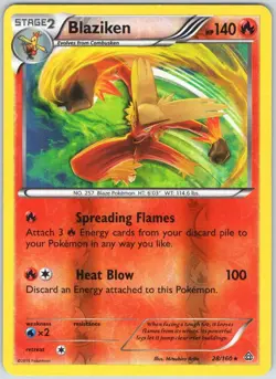 Blaziken 28/160 Holo Rare Primal Clash Pokemon Reverse Holo NM - Image 1