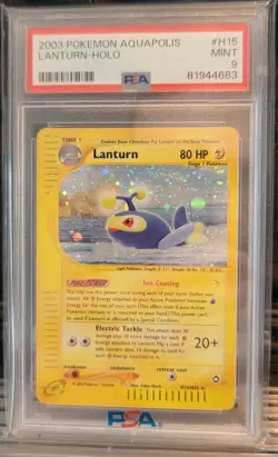 PSA 9 Lanturn H15/H32 Aquapolis 2003 Pokemon Card Holo Foil E Reader SWIRL - Image 1