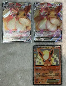 Pokemon Eevee VMAX, Flareon EX Card Lot (3) Box fresh eeves and LP FlareonUU - Image 1