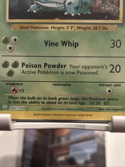 Ivysaur Holo 002/034 English Pokemon Trading Card Game Classic NM - Image 3