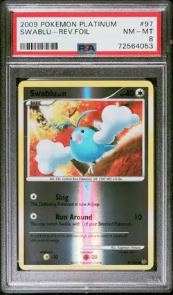 Pokemon Card Swablu 97/127 Reverse Holo Platinum PSA 8 NM-MT - Image 1