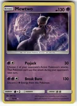 Mewtwo 12/18 Detective Pikachu LP Pokemon Card TCG - Image 1
