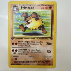 Pokemon TCG Primeape 1st Edition Jungle, Card 43/64, Uncommon, Vintage - Image 1