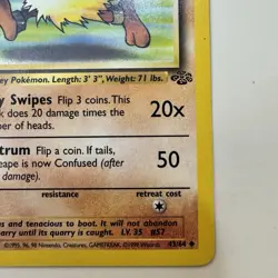 Pokemon TCG Primeape 1st Edition Jungle, Card 43/64, Uncommon, Vintage - Image 5
