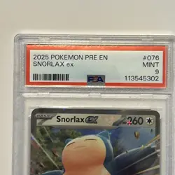 2025 Snorlax EX 076/131 Prismatic Evolutions PSA Graded 9 Pokemon TCG Card - Image 3
