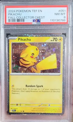 2024 Pokemon TEF En Pikachu Fall Collector Chest PSA 8 - Image 1