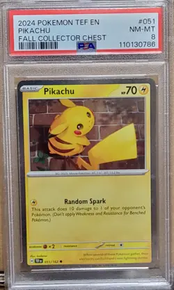 2024 Pokemon TEF En Pikachu Fall Collector Chest PSA 8 - Image 2